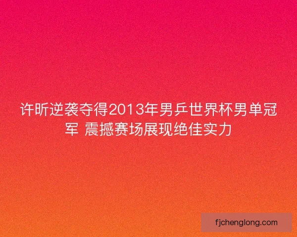 许昕逆袭夺得2013年男乒世界杯男单冠军 震撼赛场展现绝佳实力